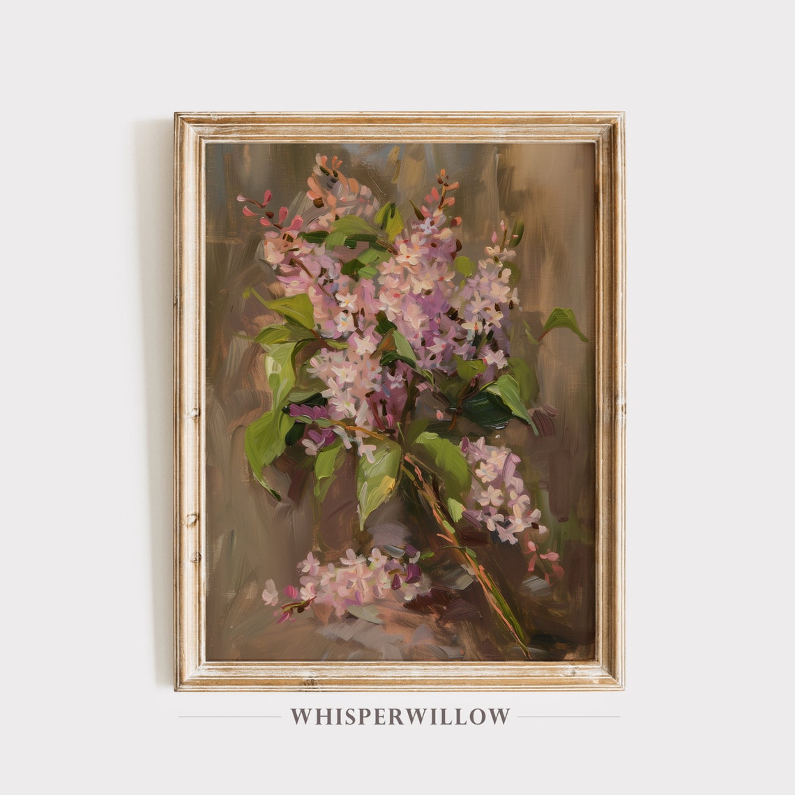 Soft Pink Lilac Blossom Bouquet in Painterly Floral Style Poster