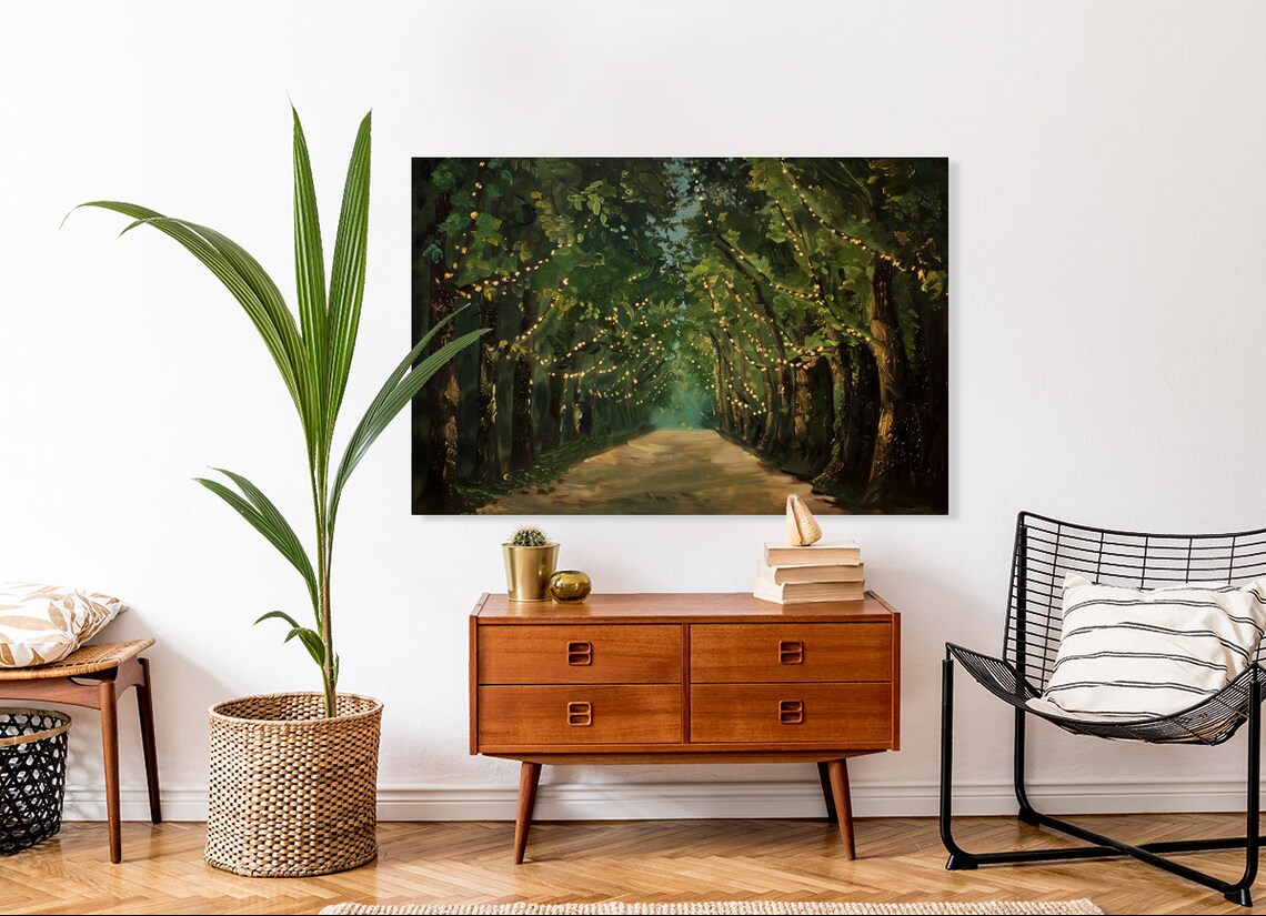 Magic Tree Lights Path, Majestic Tree Art Print - Image 4
