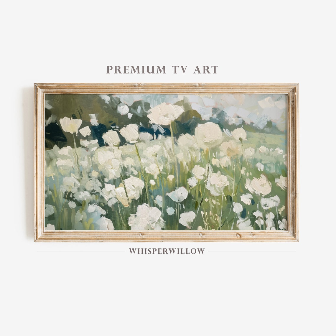 White Wildflower Meadow Impressionistic Floral Field Painting Poster