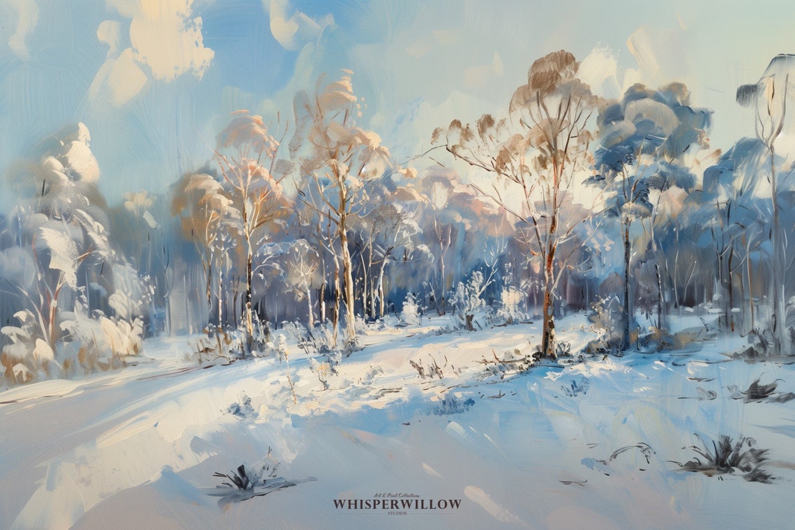 Sunny Winter Forest Snowy Landscape Frosted Trees Cold Art Poster - Image 6