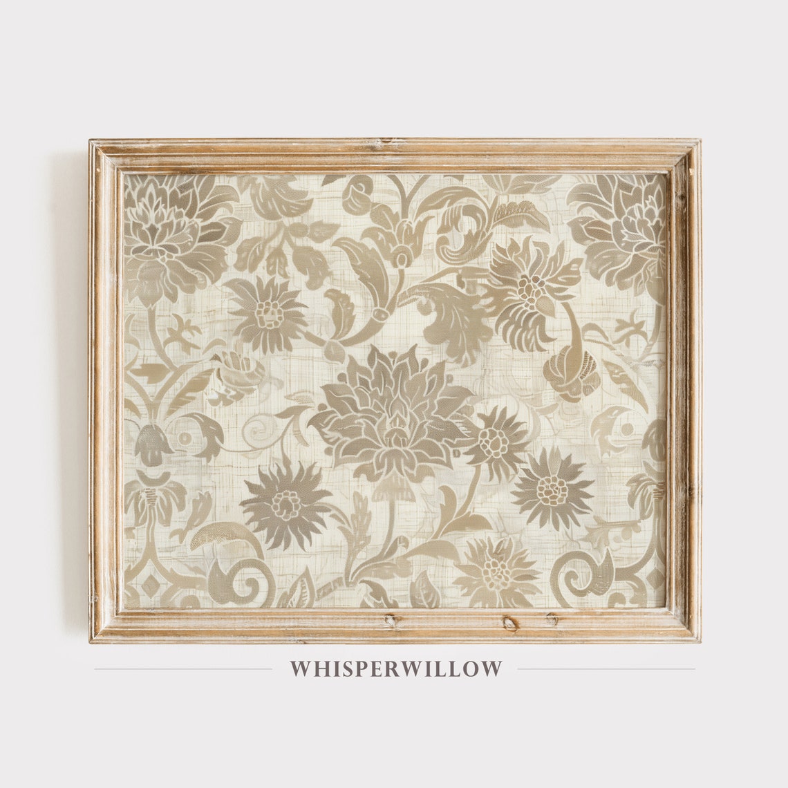 Beige Ivory Damask Floral Pattern Elegant Textile Style Poster