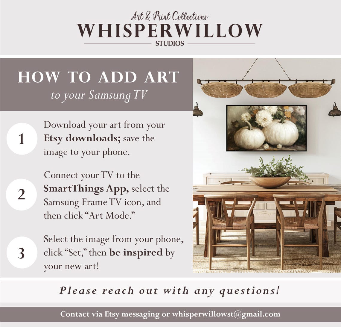 White Pumpkins Autumn Painting Vintage White Flower Frame Poster - Image 3