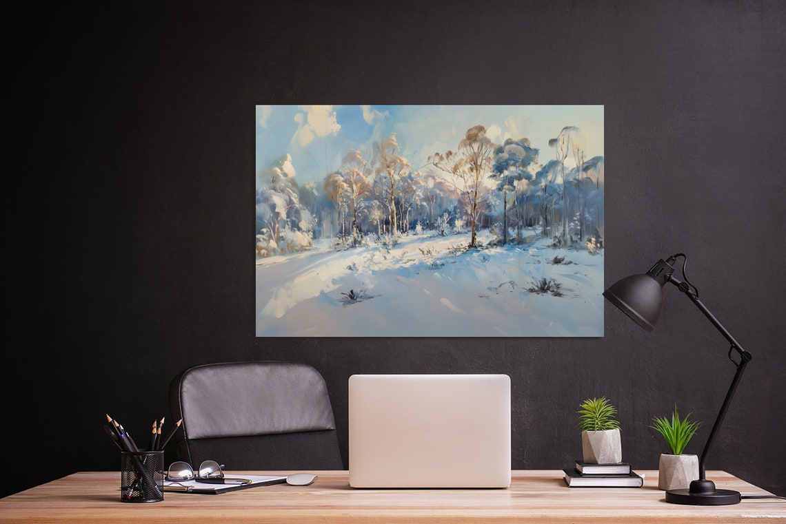 Sunny Winter Forest Snowy Landscape Frosted Trees Cold Art Poster - Image 4