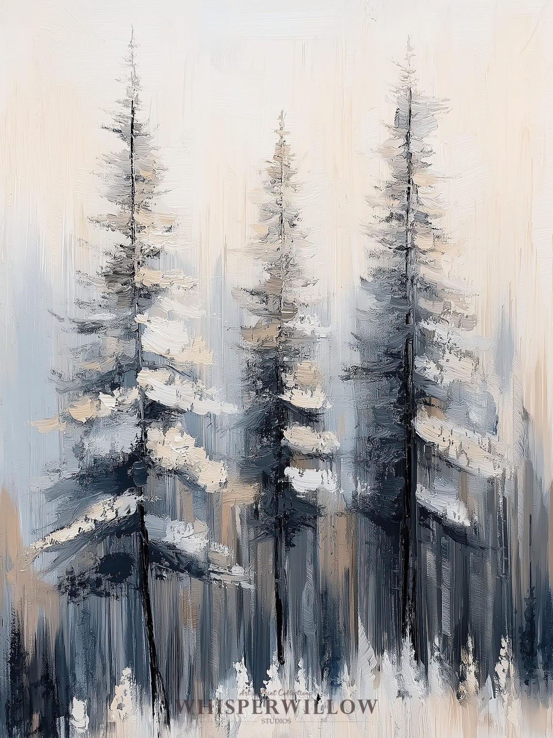 Abstract Snowy Pine Forest Tall Trees Winter Wonderland Poster - Image 6