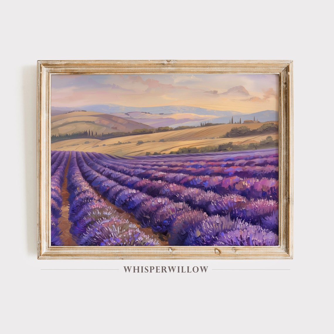 Endless Purple Lavender Fields At Sunset With Rolling Hills Art Poster