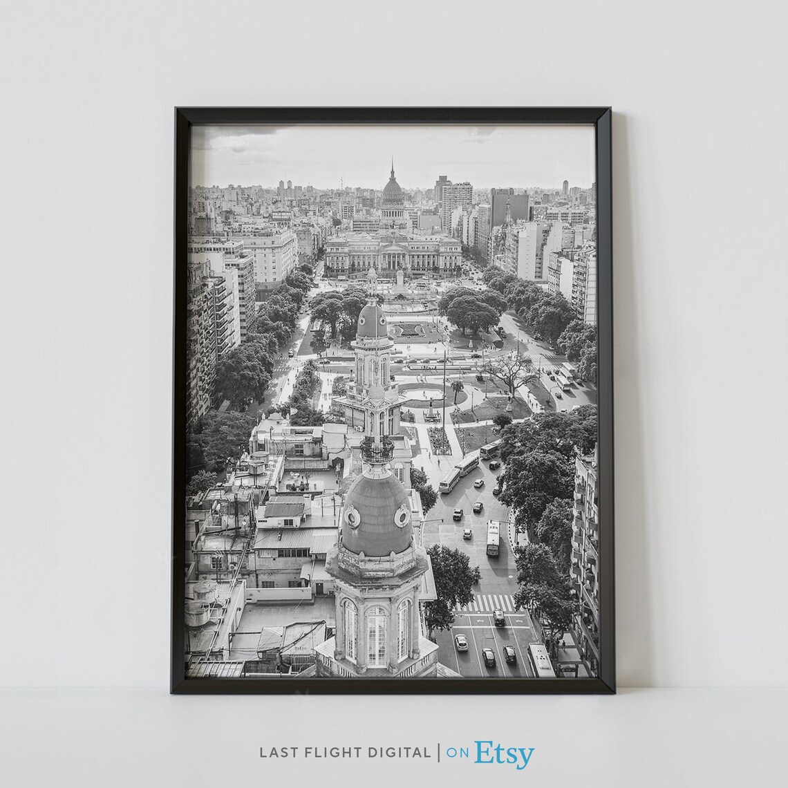 Buenos Aires Poster Print, Black and White Travel Art