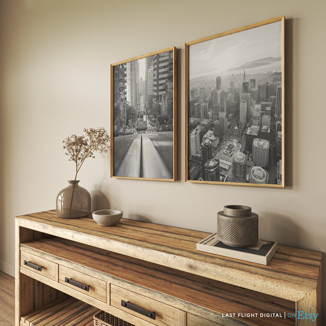 San Francisco Skyline Aerial View Black And White Cityscape Poster - Image 4