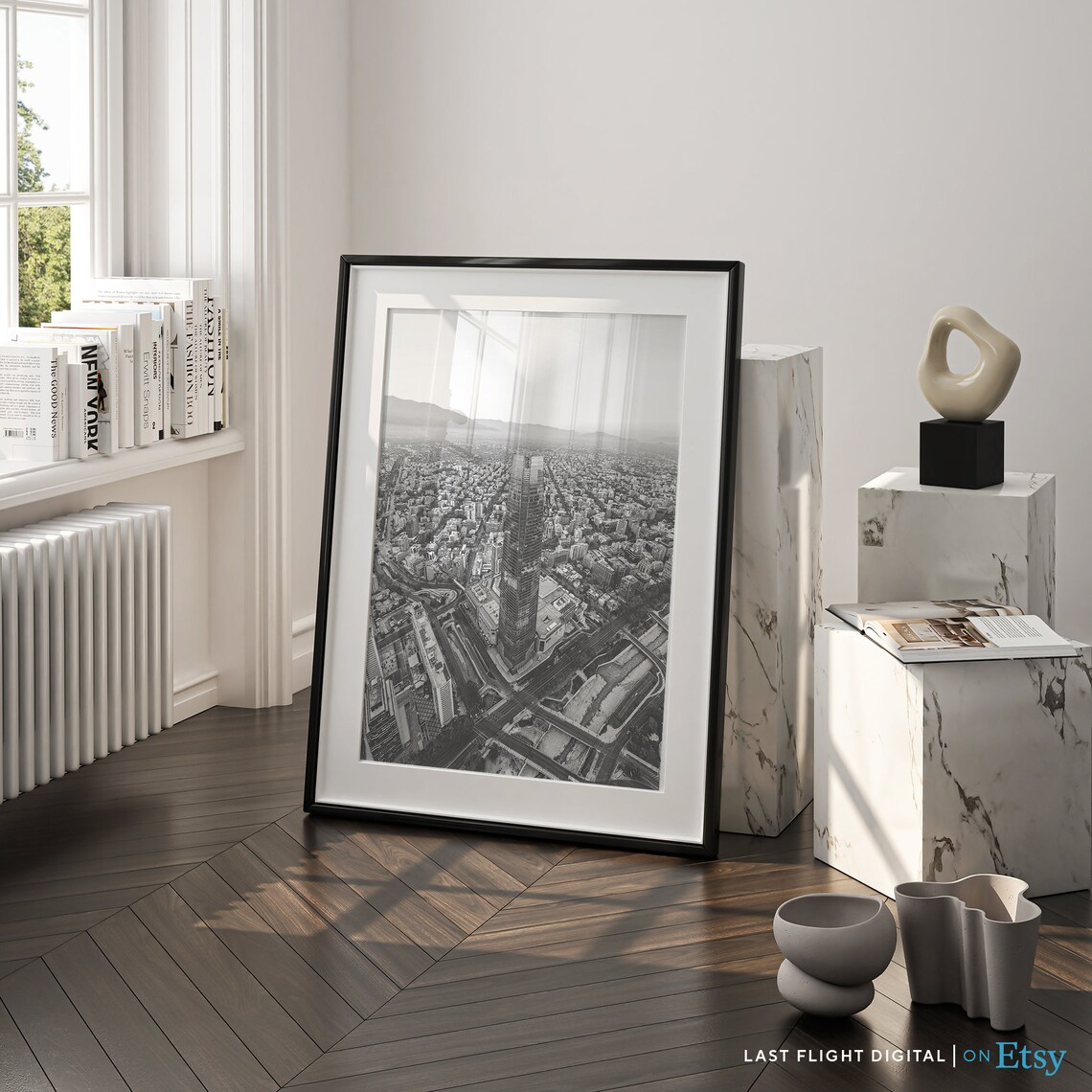 Santiago Chile Black and White Travel Poster - Image 5