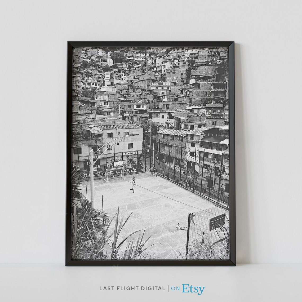 Colombia Poster Medellin Print Cityscape Favelas Colombia Print Black White Photography City Streets South America Medellin Poster