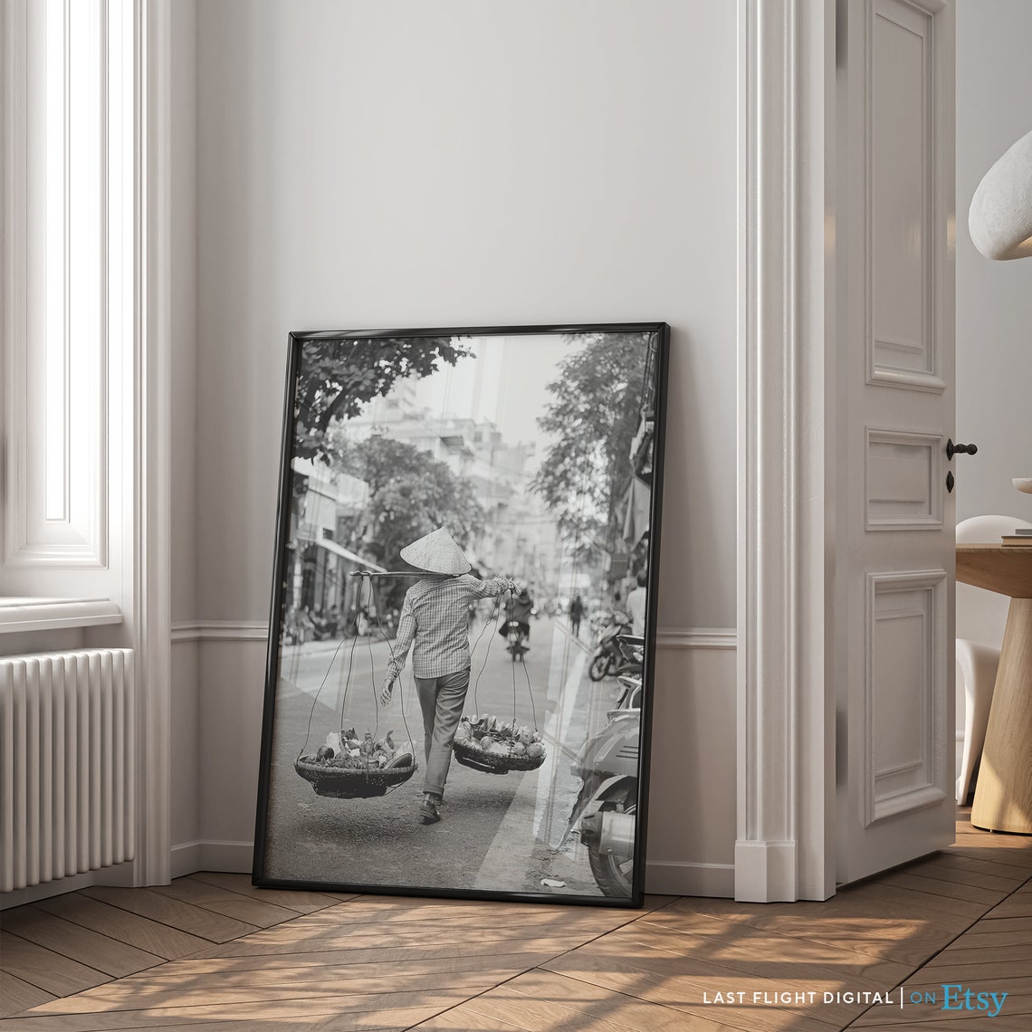 Vietnam Print Hanoi Poster Night Market Hanoi Print Vietnam Poster Wall Art South East Asia Black White Photography City Streets - Image 4
