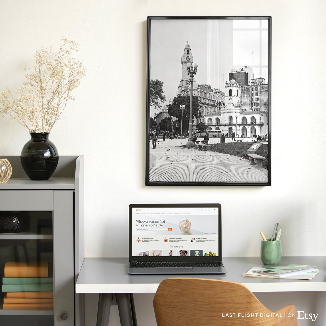 Buenos Aires Cabildo Plaza De Mayo Argentina Black And White Poster - Image 4