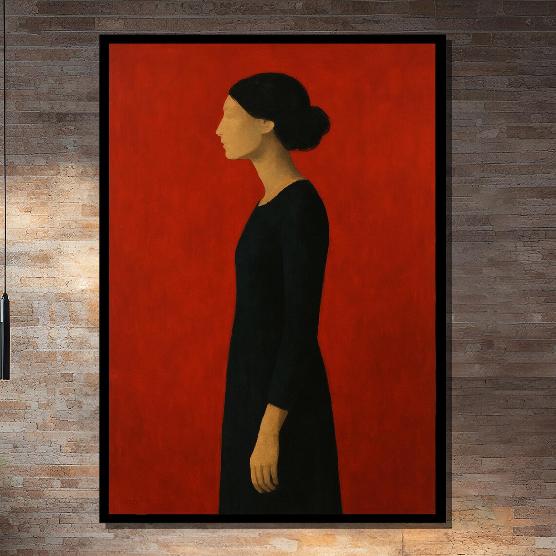 Minimal Woman In Black Dress, Art Print