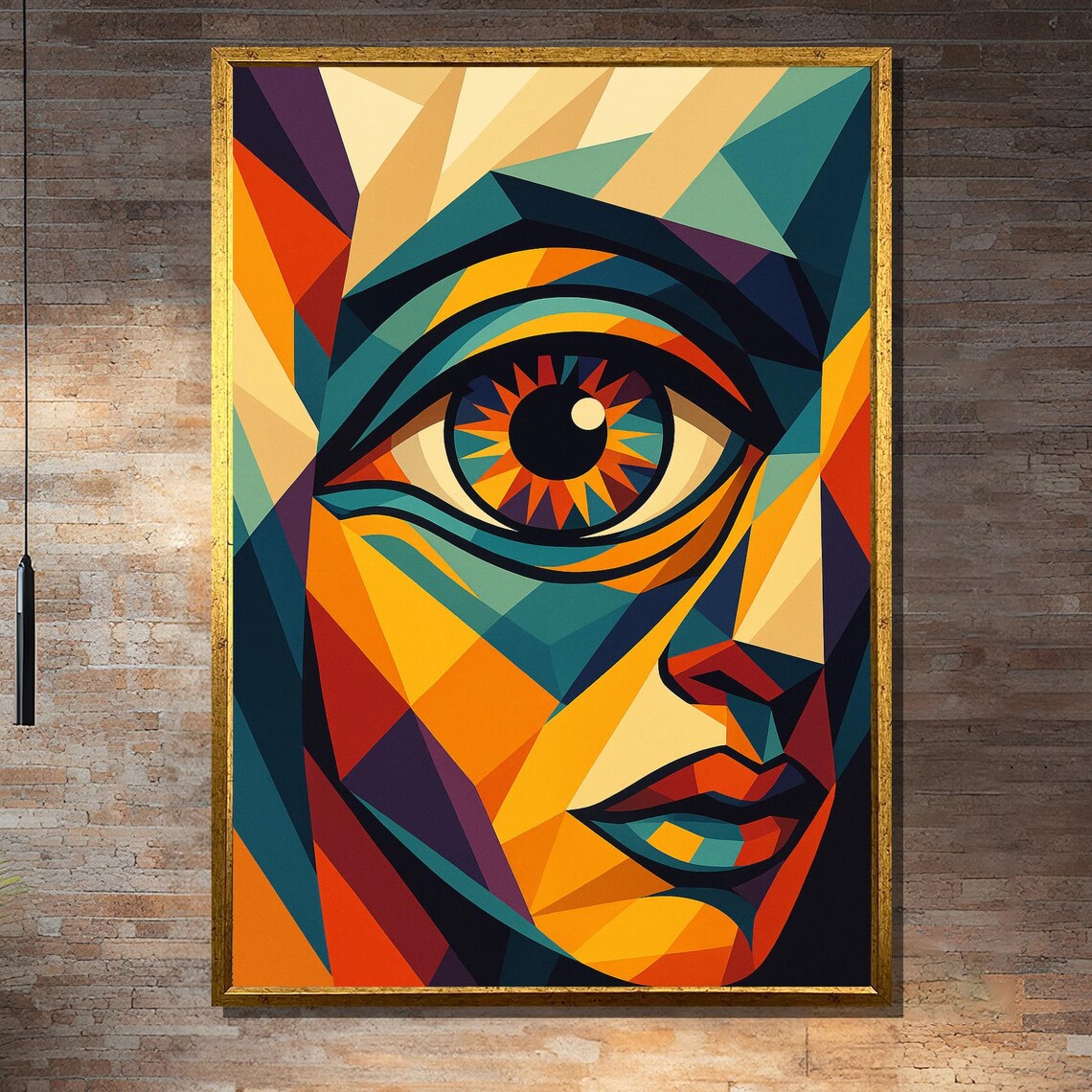 Geometric Abstract Face With Big Eye, Art Print
