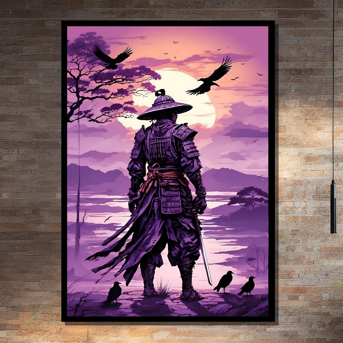 Samurai Warrior At Sunset, Office Wall Art Print