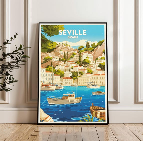 Seville Poster Travel Spain Print Wall Art City Gift Illustration