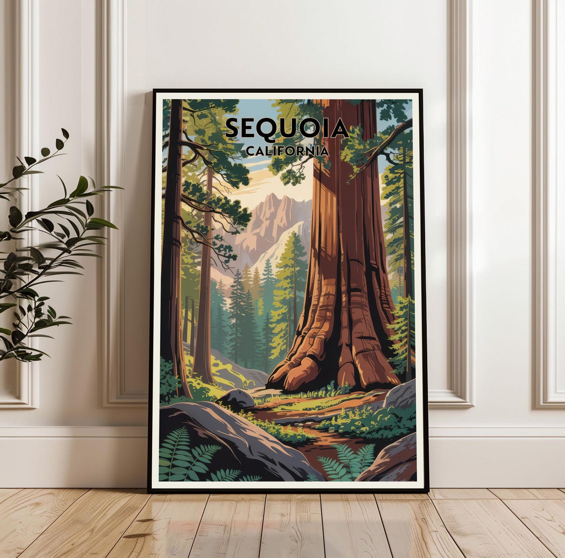 Sequoia California Travel Giant Forest Trees Mountain Trail Art Poster