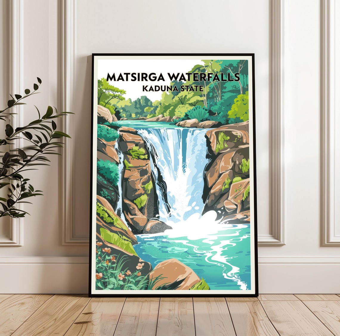 Matsirga Waterfalls Poster Kaduna States Travel Print Illustration Art