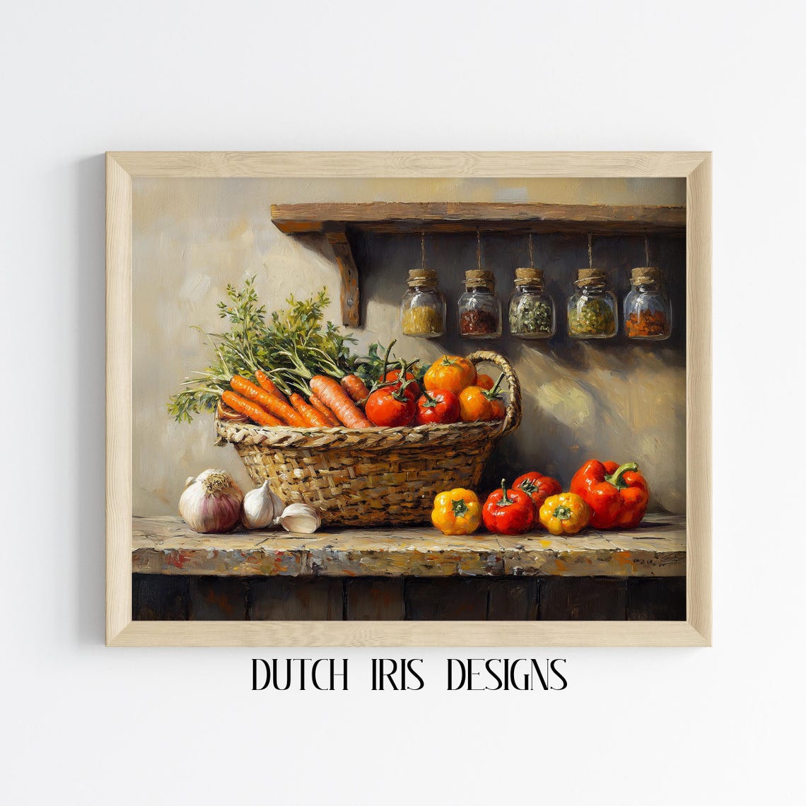 Woven Basket Of Fresh Vegetables Rustic Farmhouse Kitchen Poster