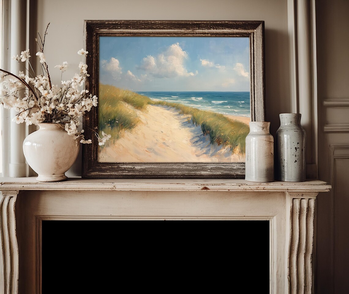 Sandy Dune Path Leading To Blue Ocean Peaceful Coastal Landscape Poster - Image 4