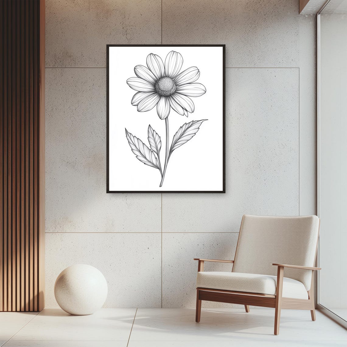 Echinacea Coneflower Black Line Drawing Elegant Botanical Poster - Image 4