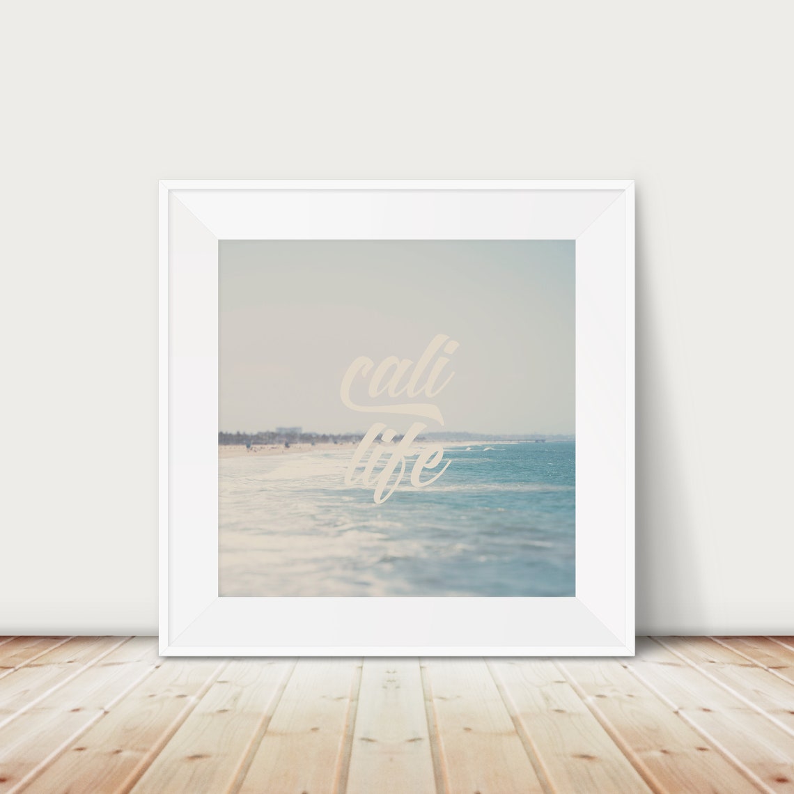 Santa Monica Beach Cali Life Typography Ocean Wave Photography Poster