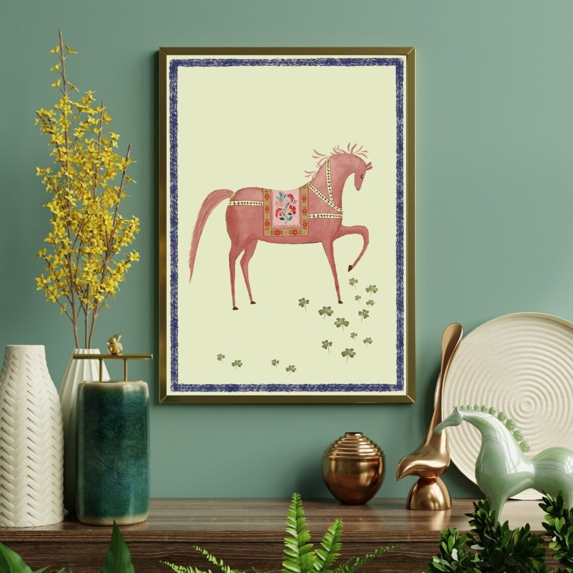 Pink Horse Illustration, Nursery Wall Decor