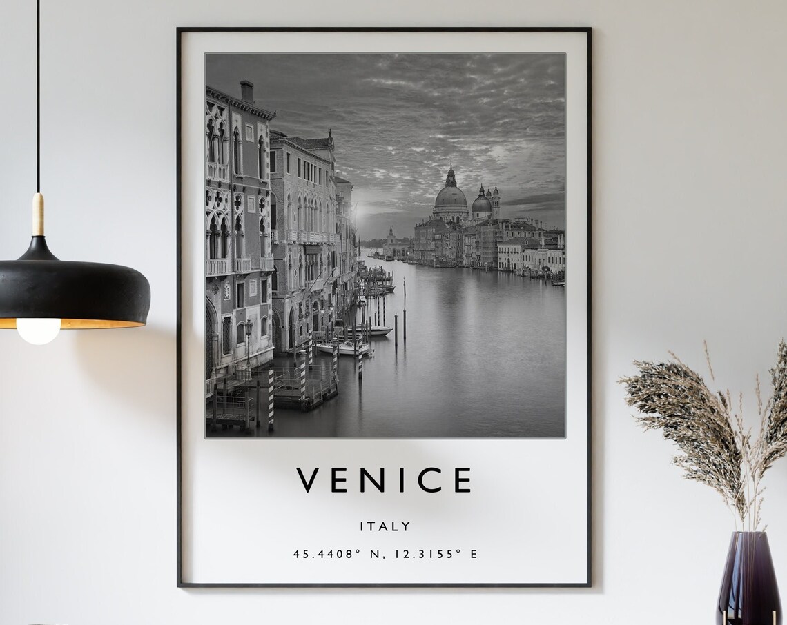 Venice Travel Poster, Black and White Italy Art - Image 3