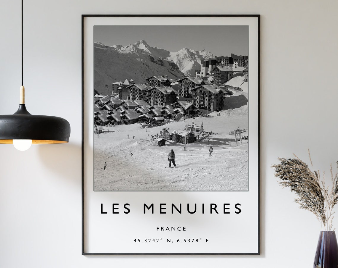 Skiing Travel Poster Les Menuires France Ski Print France Travel Print Skiing Wall Art Skiing Print Winter Sport Art A1a2a3a4