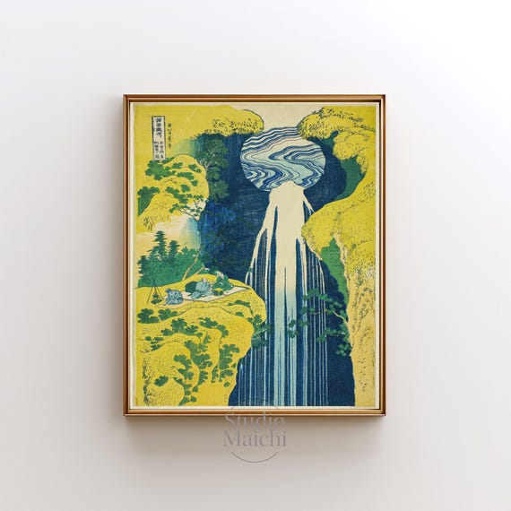 Hokusai The Waterfall Amida Japanese Wall Art Japandi Decor Ukiyo E Japanese Art Japanese Prints Art