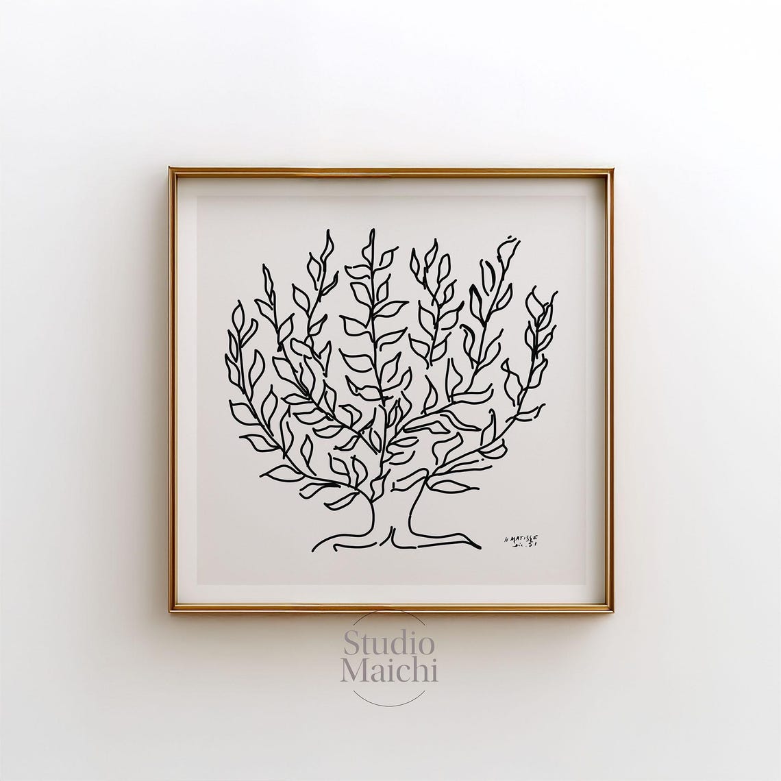 Matisse Plane Tree Black Line Botanical Drawing Minimalist Wall Art