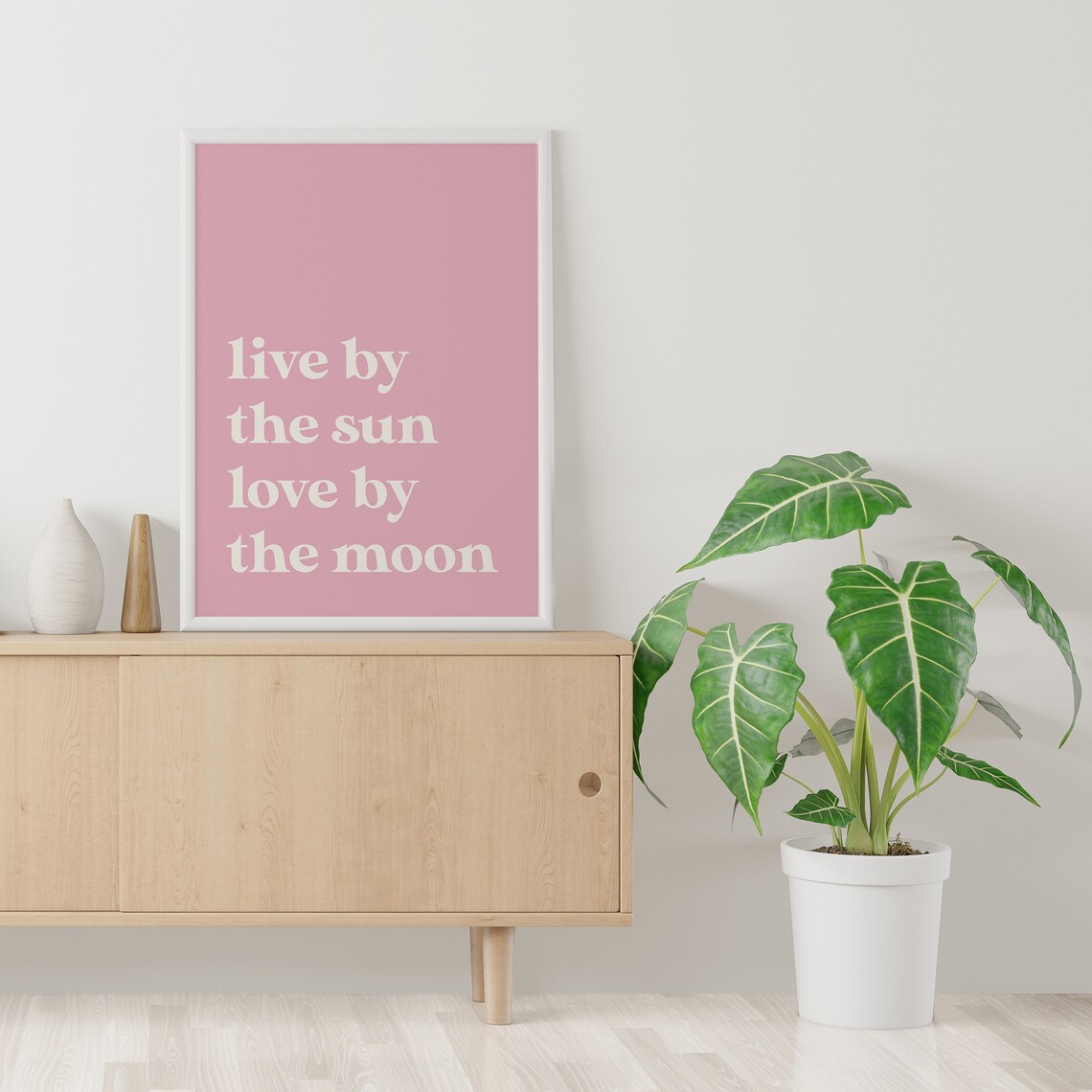 Live By The Sun Love By The Moon Pink Quote Typography Poster - Image 3