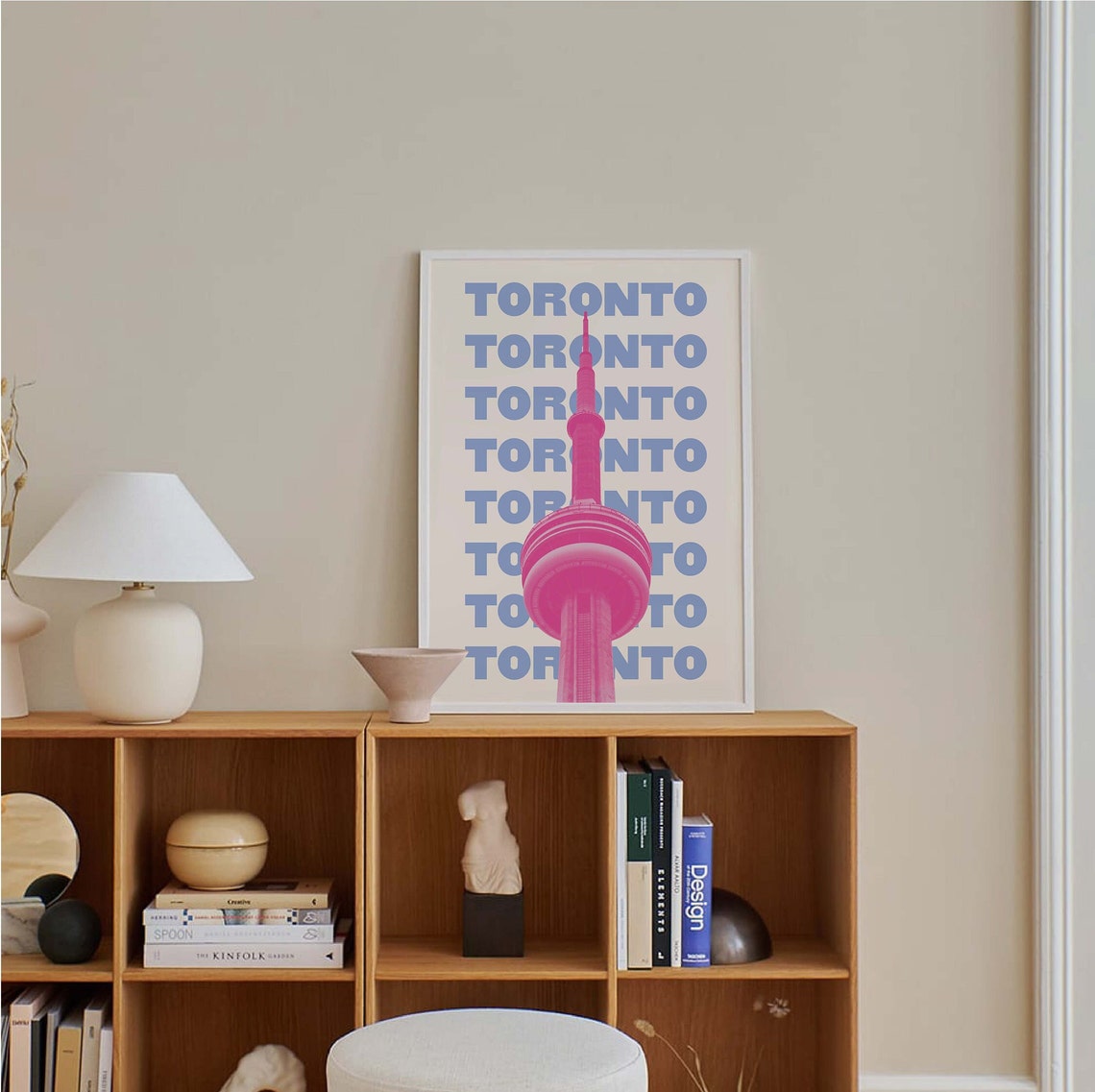 Toronto Canada CN Tower Repeat Typography Pink Blue Travel Poster - Image 6