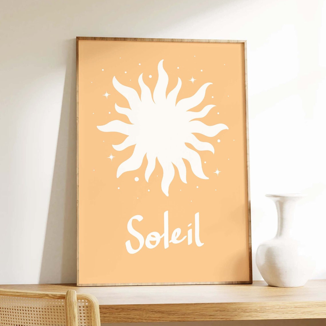 Soleil Sun Script Peach Background Modern Boho Sunshine Poster - Image 3