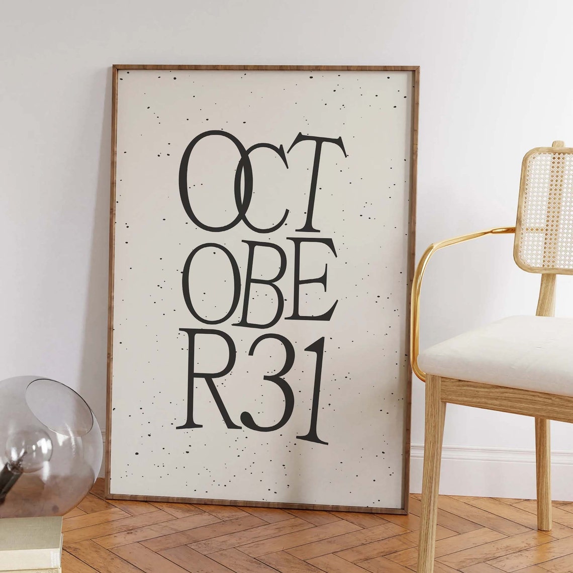 October 31 Minimal White Halloween Date Typography Wall Decor Poster - Image 2