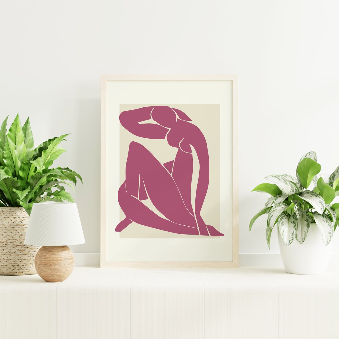 Abstract Burgundy Nude Figure Paper Cut Modern Minimalist Poster - Image 6