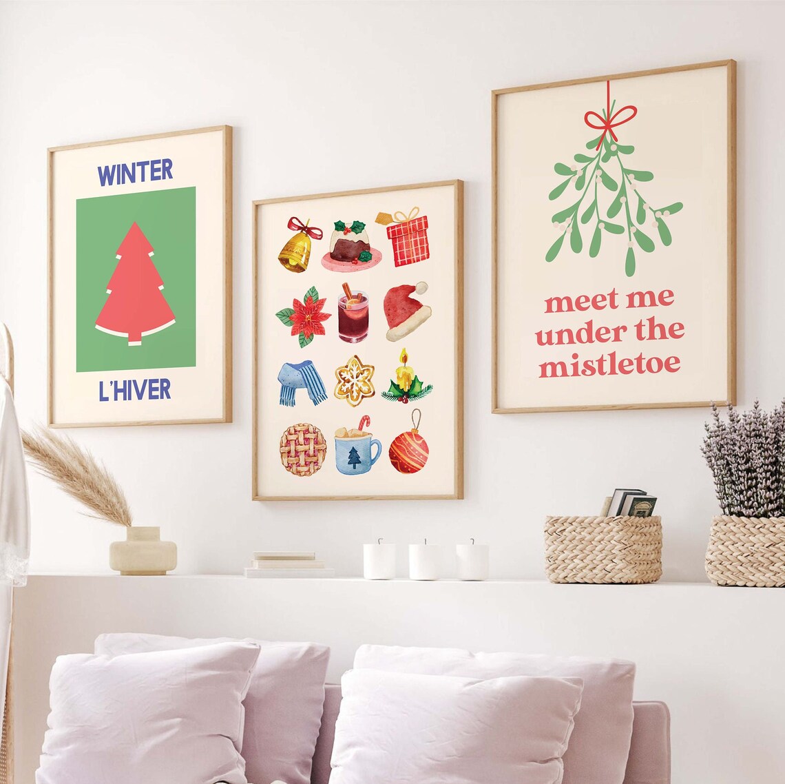 Ten Piece Christmas Gallery Wall Set Vintage Market City Poster - Image 3