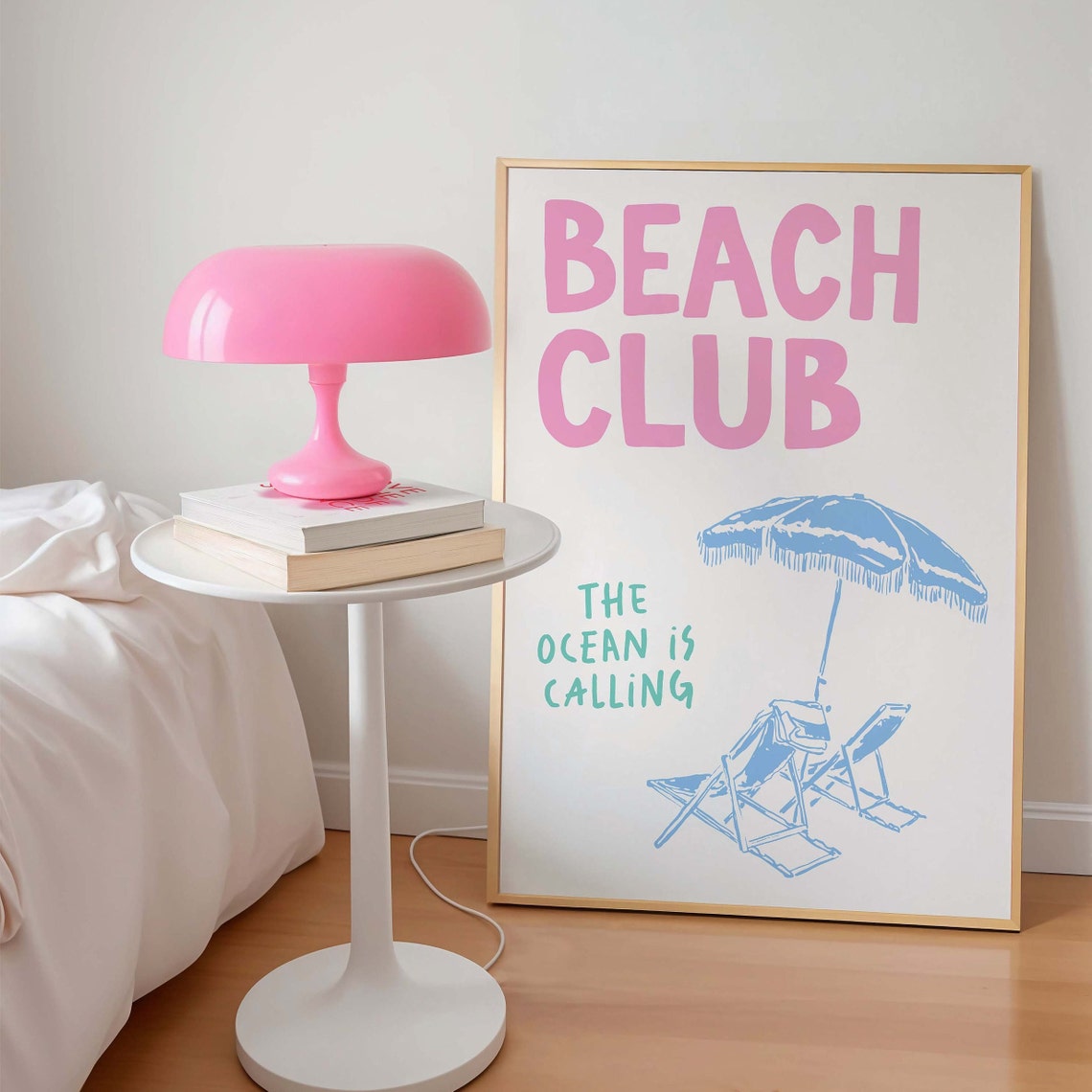 Beach Club The Ocean Is Calling Quote Art Poster for Coastal Decor - Image 2