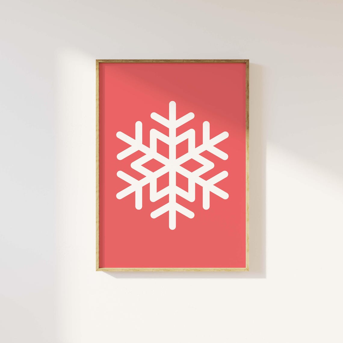 White Snowflake On Red Background Minimal Christmas Art Poster - Image 5