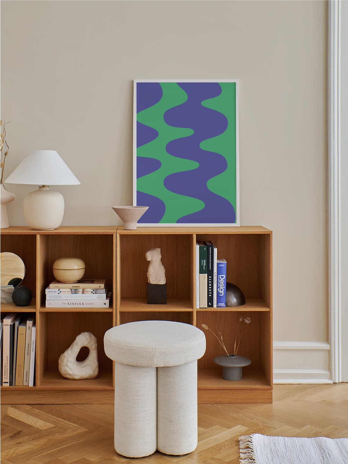 Green Blue Abstract Print Art Trendy Blue Green 70s Retro Art Cute Trendy Wall Art - Image 4
