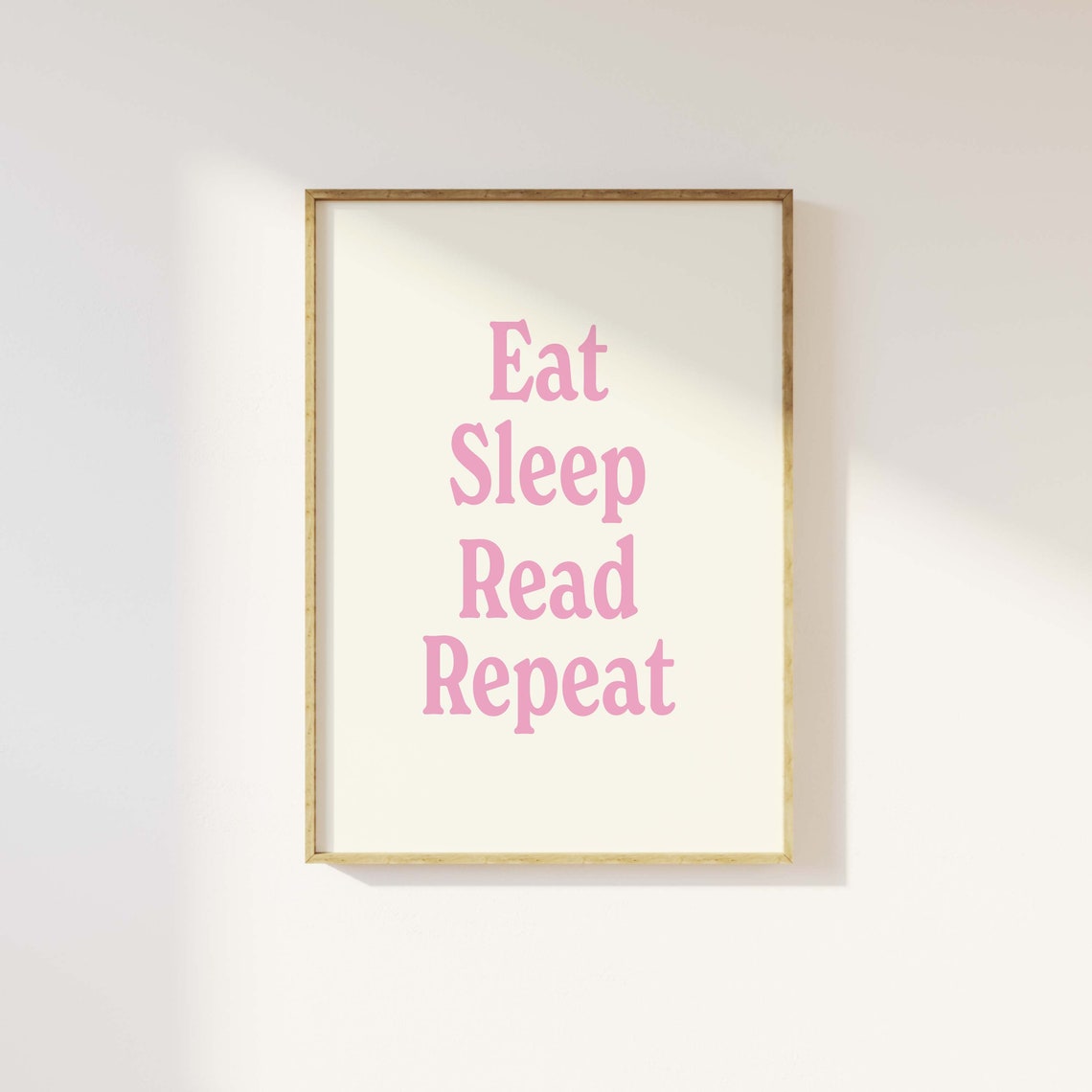 Eat Sleep Read Repeat Print Art Cute Library Decor Trendy Reading Poster Book Lover Wall Art Pink Wall Art - Image 4