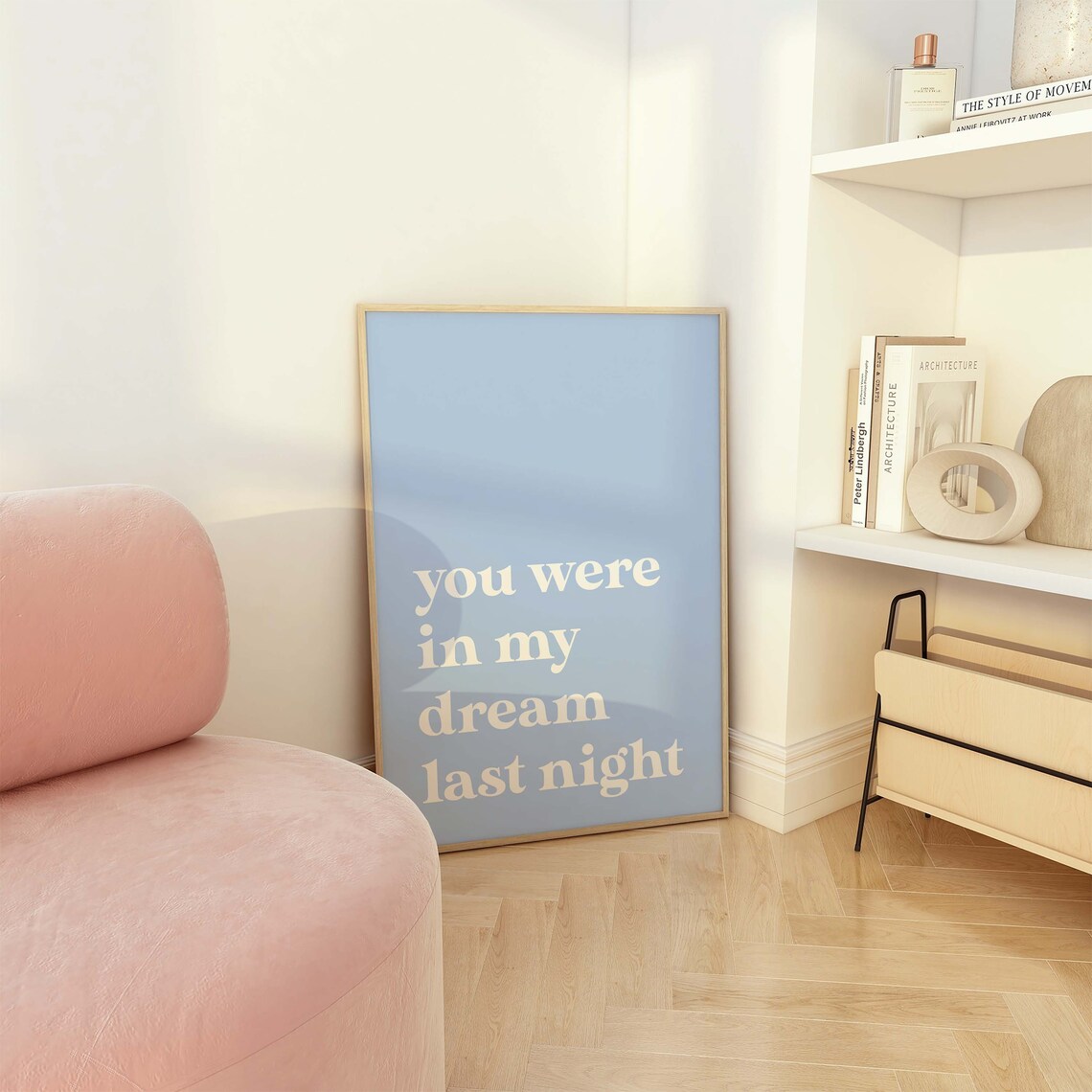 You Were In My Dream Last Night Quote Blue Typography Poster - Image 3