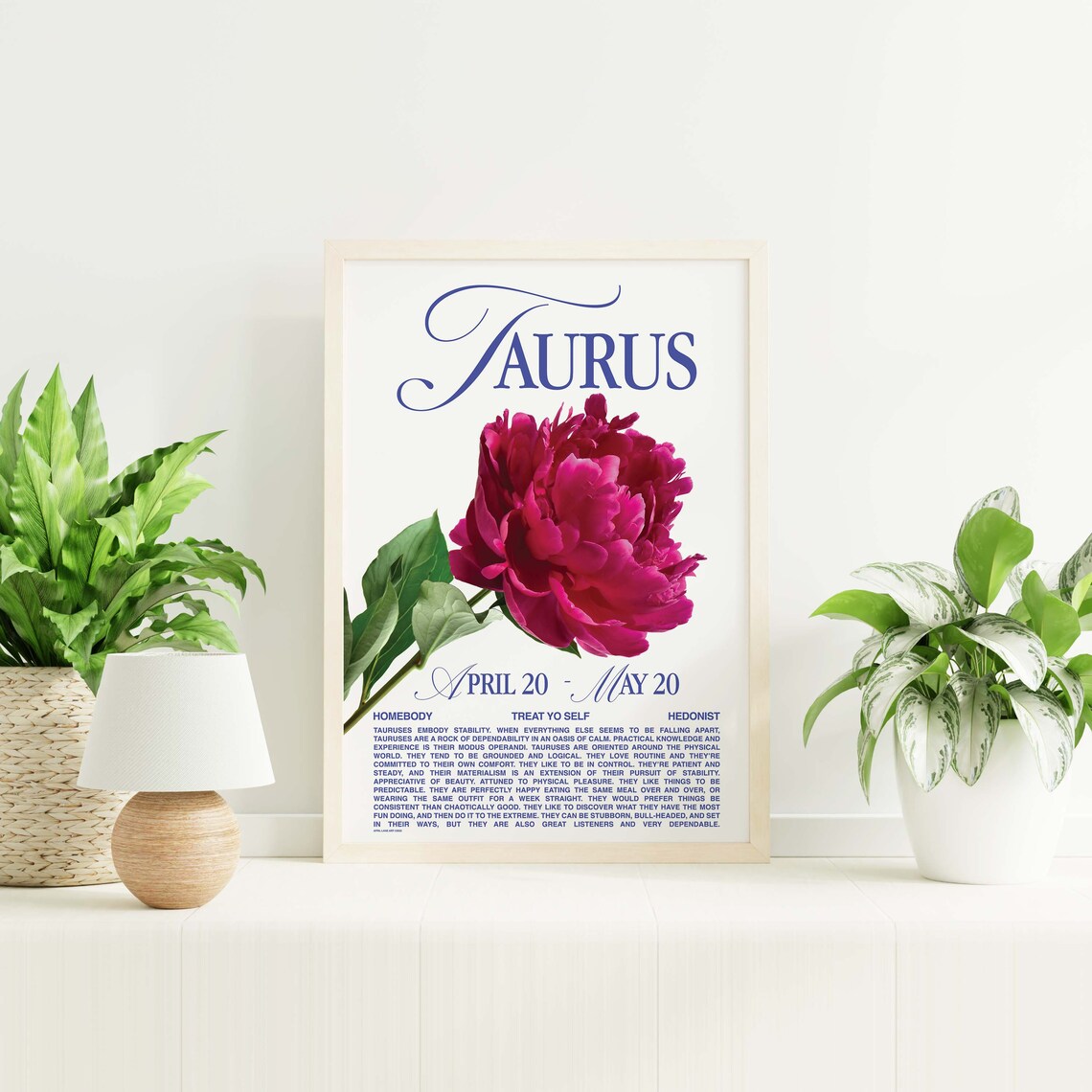 Taurus Zodiac Sign Peony Flower Retro Astrology Star Sign Personality Poster - Image 6