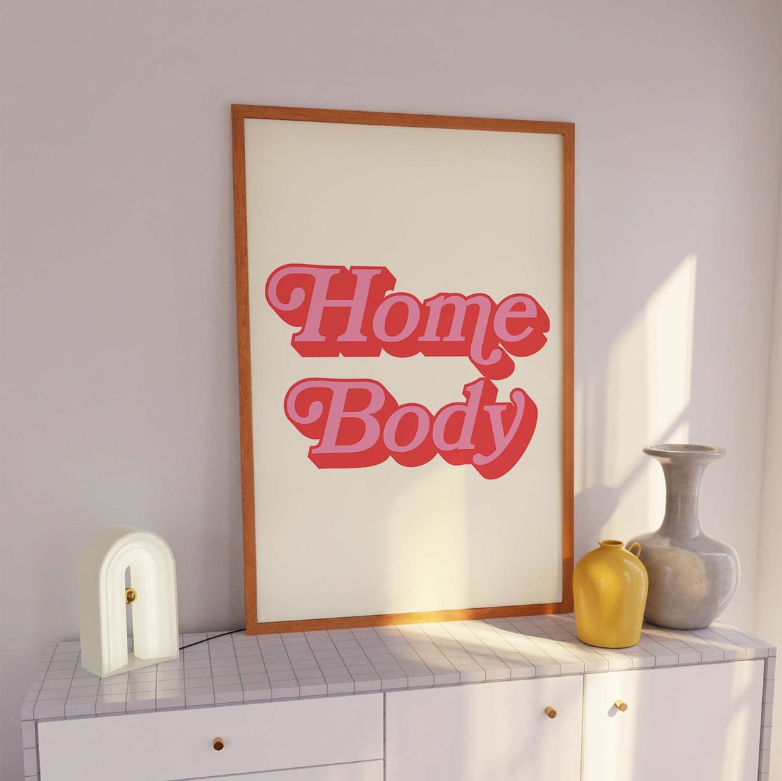 Homebody Print Art Minimal Red Pink Typography Art Cute Wall Art Trendy Art Print - Image 6