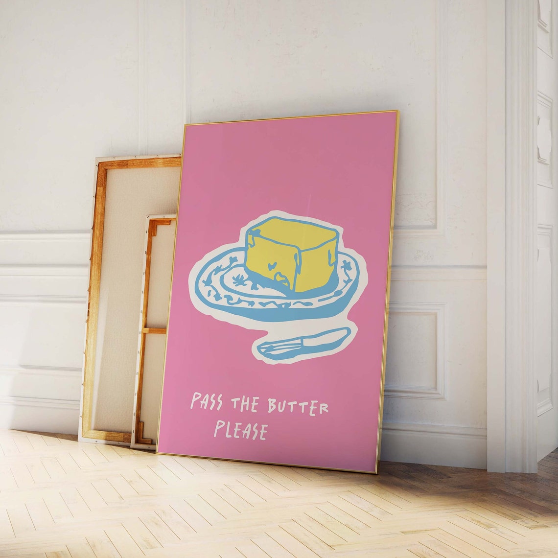 Pass The Butter Print Art Pink Kitchen Decor Butter Art Print Cute Trendy Wall Art - Image 3