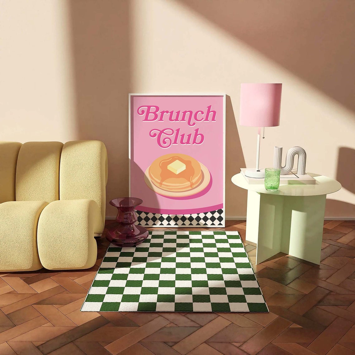 Brunch Club Pink Pancakes Retro Cute Kitchen Breakfast Food Art Poster - Image 2