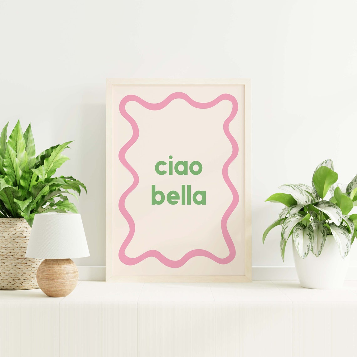 Ciao Bella Print Art Cute Italian Wall Art Pink Trendy Art Print Retro Text Print - Image 5