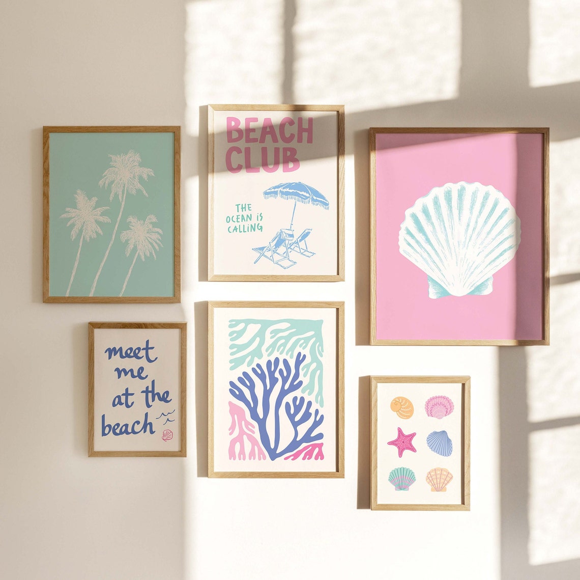 Coastal Gallery Wall Art 6 Printables Cute Summer Art Prints Girly Wall Art Trendy Beach House Decor - Image 3