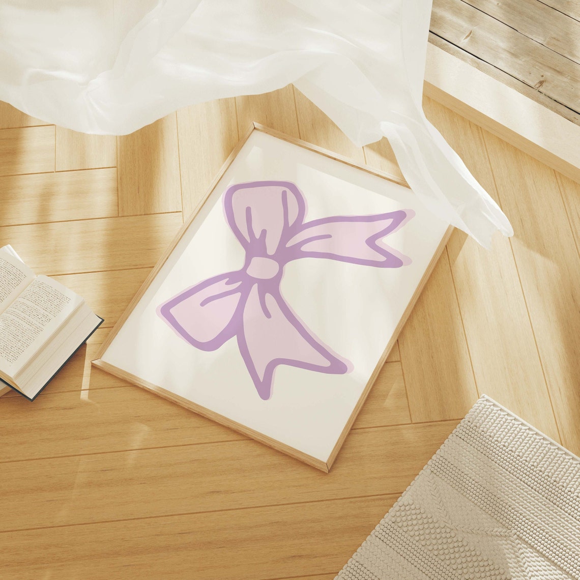Lavender Ribbon Bow Balletcore Nursery Cute Girls Room Art Poster - Image 4