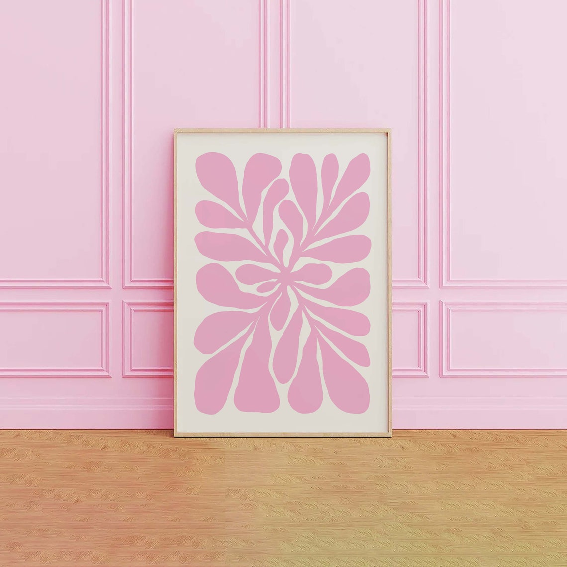Pink Abstract Botanical Burst Minimalist Poster For Girls Room - Image 2