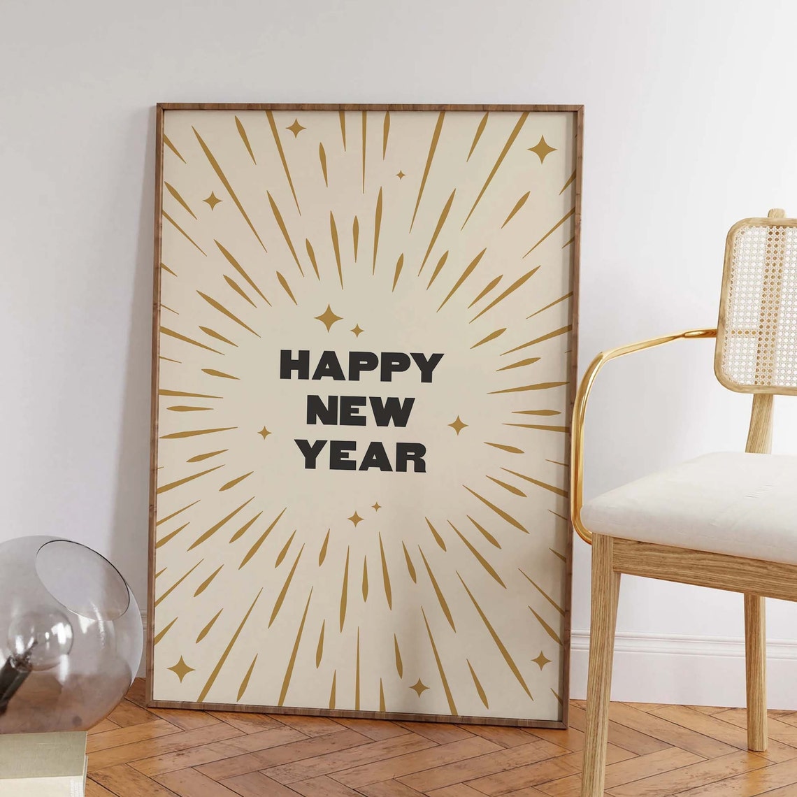 Happy New Year Black Gold Sunburst Celebration Eve Party Poster - Image 2